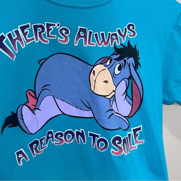 Vintage Disney Eeyore Pooh Bear Shirt “There’s Always Reason to Smile” Parks Top - Picture 3 of 8